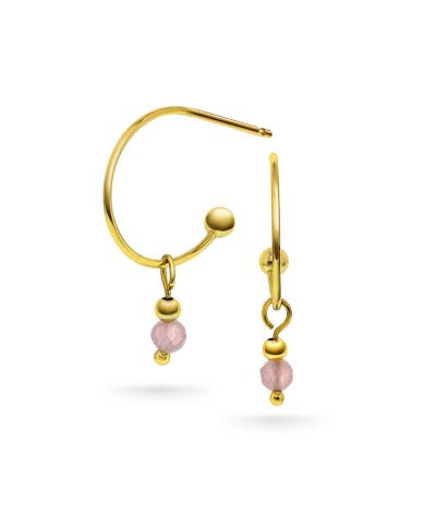 Crystal øredobber sølv med rosenkvarts