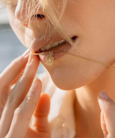 Alternative view of Kronechakra smykke i sølv, ametyst