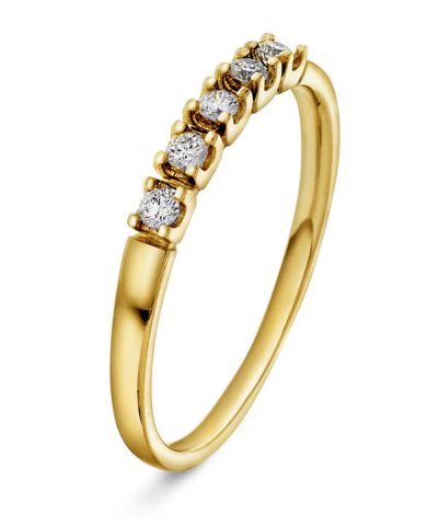 Ring i gult gull med diamant 0,15 ct WSI