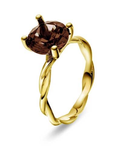 Ring i gull med røkkvarts
