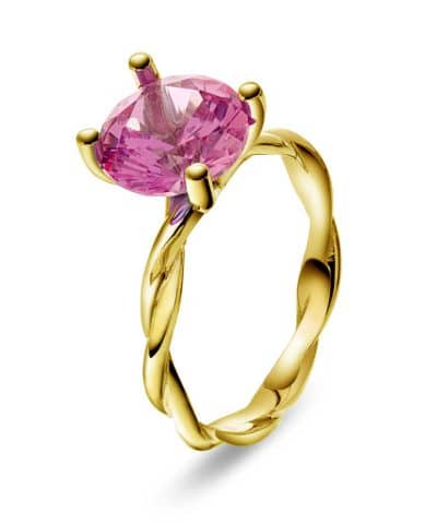 Ring i gull med syntetisk spinell