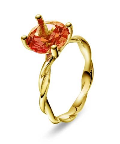 Ring i gull med syntetisk padparascha