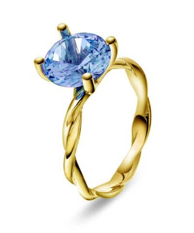 Ring i gull med syntetisk aqua