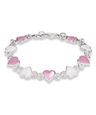 Pia&Per ARMBÅND,ROSA/HV.HJERTER