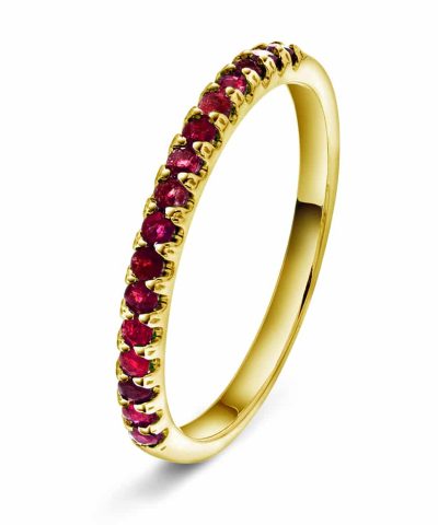 Rekkering i gult gull med rubin