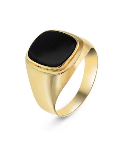 Christophersen Gult Gull Ring onyx 12x14 m/bunn