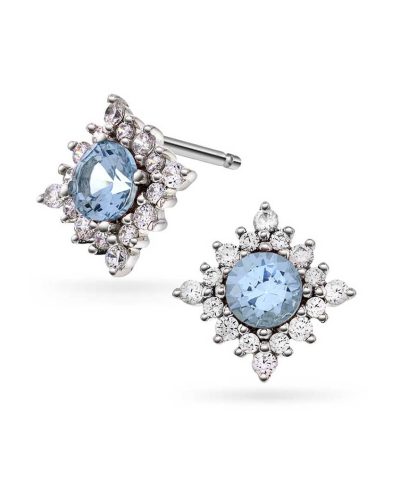 Lily øredobber i sølv med zirkonia, blå