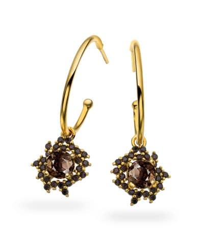 Bliss øredobber i sølv m/zirkonia, kaffe