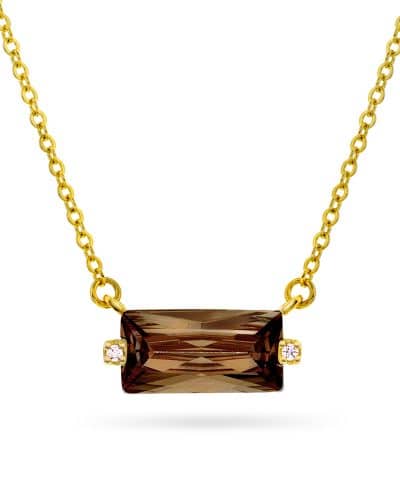 Kate smykke i sølv med zirkonia, kaffe