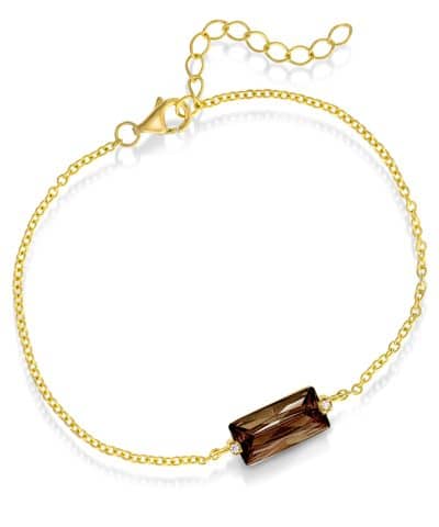 Kate armbånd i sølv med zirkonia, kaffe