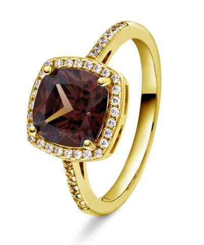 Grace ring i sølv med zirkonia, kaffe