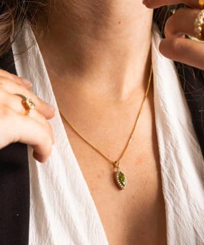 Alternative view of Rose smykke i sølv med zirkonia, oliven