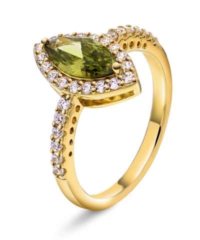 Rose ring i sølv med zirkonia, oliven