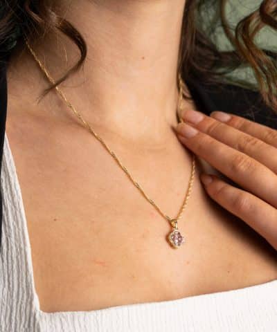 Alternative view of Ivy smykke i sølv med rosa zirkonia