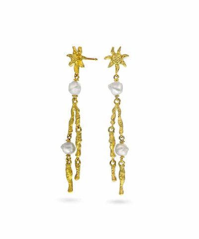 Dual øredobber i sølv med perler