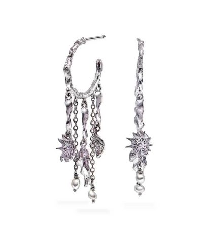 Boho øredobber i sølv med perle