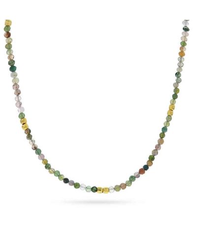 Agat smykke i sølv med grønn mix agat