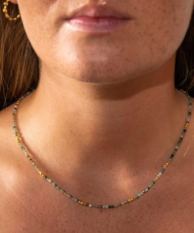 Alternative view of Agat smykke i sølv med grønn mix agat