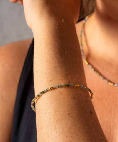 Alternative view of Agat armbånd i sølv med grønn mix agate