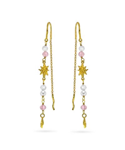 Fleur øredobber i sølv med naturstener