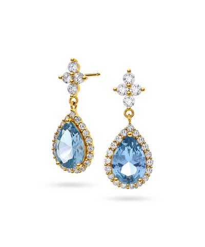 Lulu øredobber i sølv, lys blå zirkonia