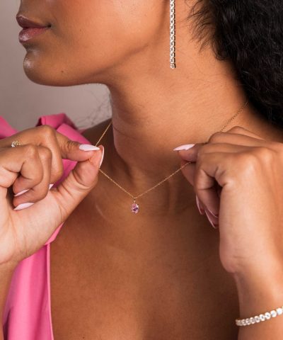 Alternative view of Cara smykke i sølv med rosa zirkonia