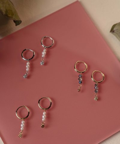 Alternative view of Fairy øreringer i sølv, dyp blå