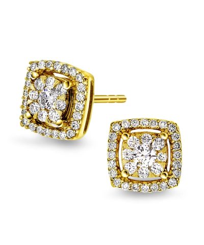 Øredobber i gult gull med diamant 0,50 WSI