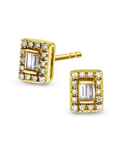 Øredobber i gult gull med diamant 0,15 ct WSI