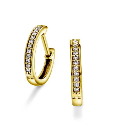 Øreringer i gult gull med diamant 0,08 ct WSI
