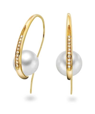 Øredobber i gull med diamant 0,09 ct WSI