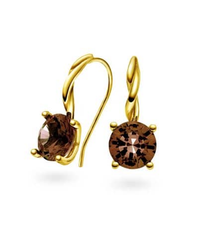 Øredobber i gull med røkkvarts