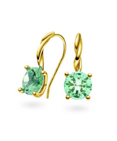 Øredobber i gull med syntetisk krysolitt