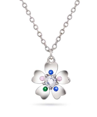 Smykke i sølv med zirkonia og blomst