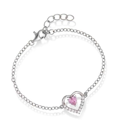 Armbånd i sølv med zirkonia og hjerte