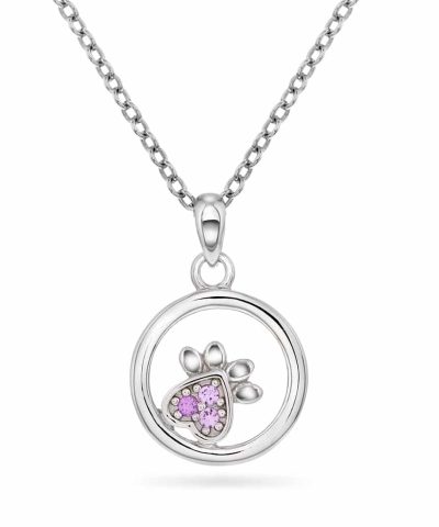 Smykke i sølv med zirkonia og pote