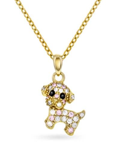 Smykke i sølv med zirkonia og hund