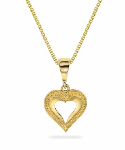 Smykke i gull hjerte