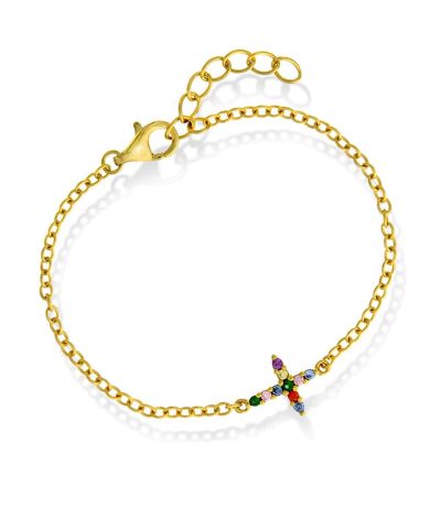 Armbånd sølv med zirkonia kors