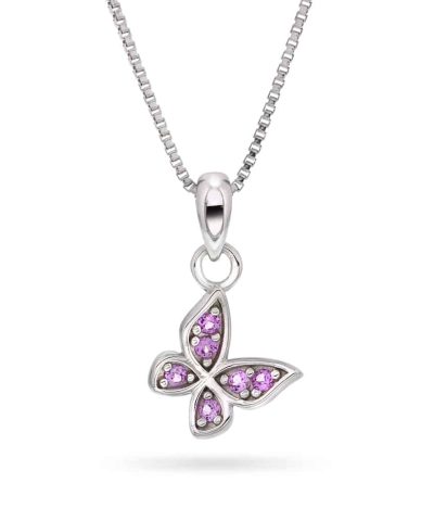 Smykke i sølv med zirkonia sommerfugl