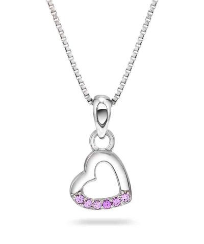 Smykke i sølv med zirkonia hjerte