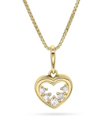 Smykke i gull med zirkonia hjerte