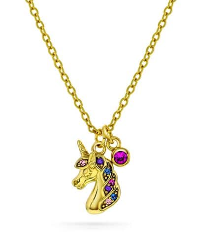 Smykke i forgylt sølv med zirkonia unicorn