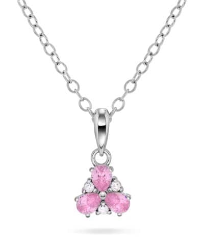 Smykke i sølv med hvit og rosa zirkonia