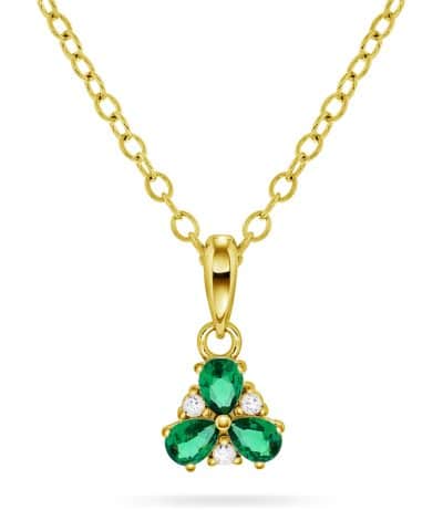 Smykke i sølv med hvit og grønn zirkonia