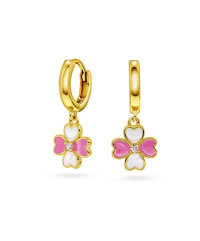 Øreringer i sølv med zirkonia firkløver