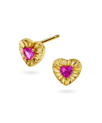 Øredobber i sølv med rosa zirkonia hjert