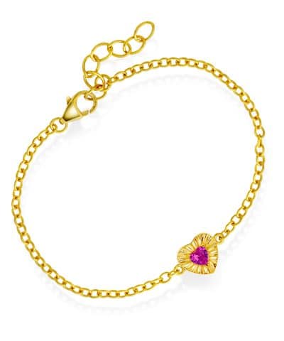 Armbånd i sølv med rosa zirkonia hjerte