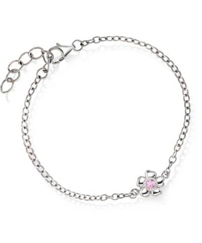 Armbånd i sølv med zirkonia blomst