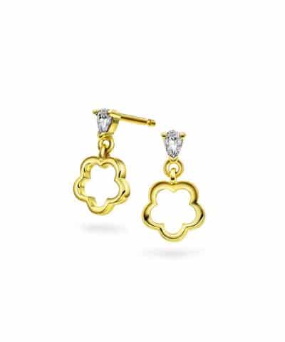 Øredobber i sølv med zirkonia blomst